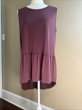 Anthropology/MOTE Sleeveless Peplum Tunic in Plum/Mauve